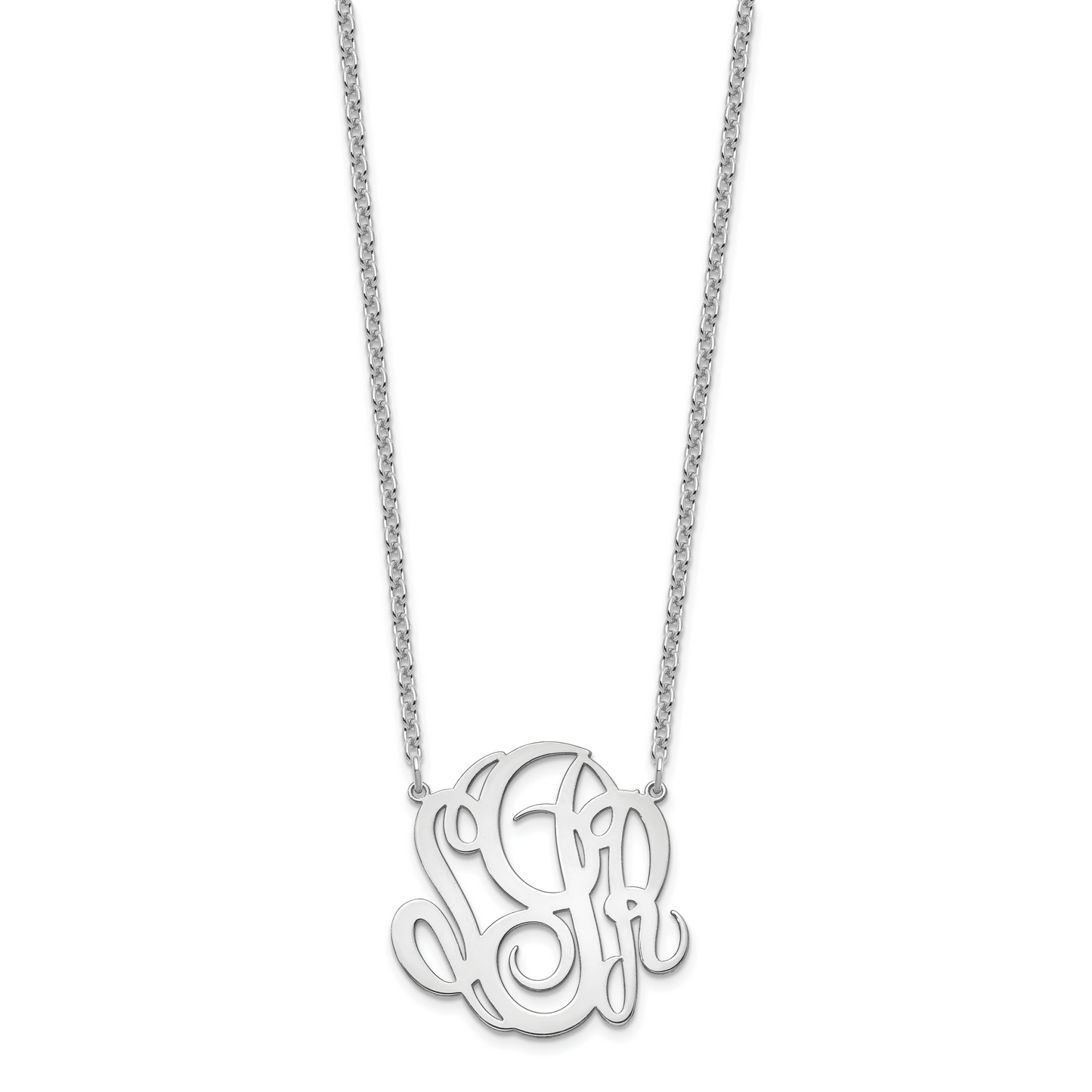 Sterling Silver Rhodium plated Monogram Necklace