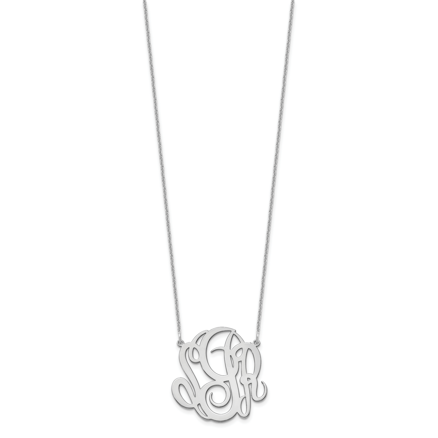 14K White Gold Monogram Necklace