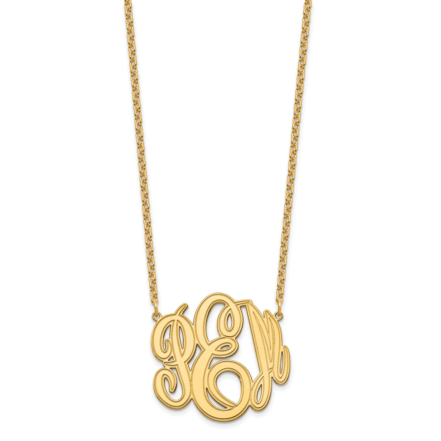 Sterling Silver Gold plated Etched Monogram Necklace