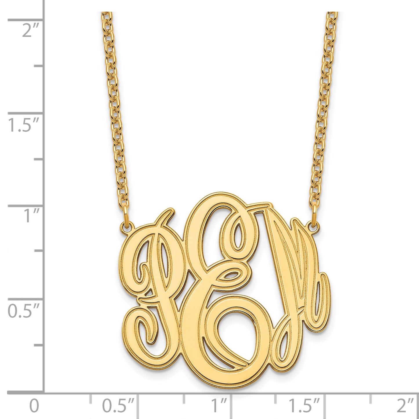 Sterling Silver Gold plated Etched Monogram Necklace