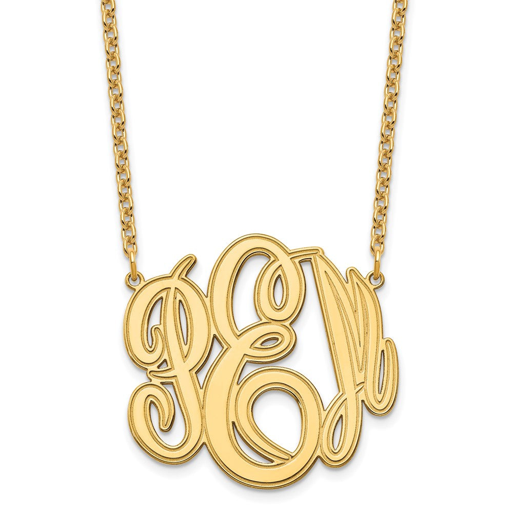 Sterling Silver Gold plated Etched Monogram Necklace