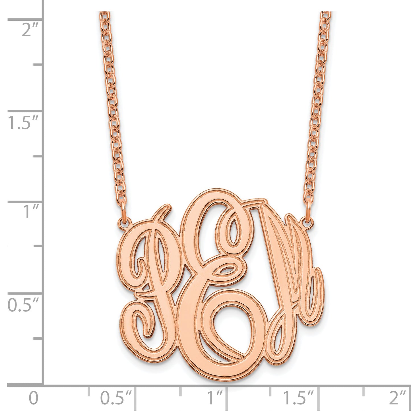 Sterling Silver Rose Gold plated Etched Monogram Necklace