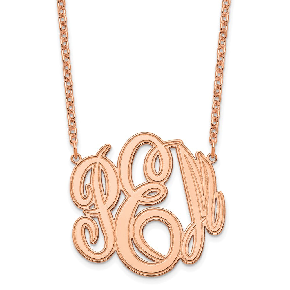 Sterling Silver Rose Gold plated Etched Monogram Necklace
