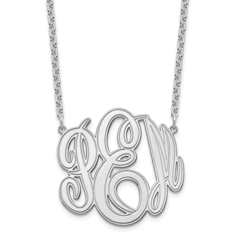 Sterling Silver Rhodium plated Etched Monogram Necklace