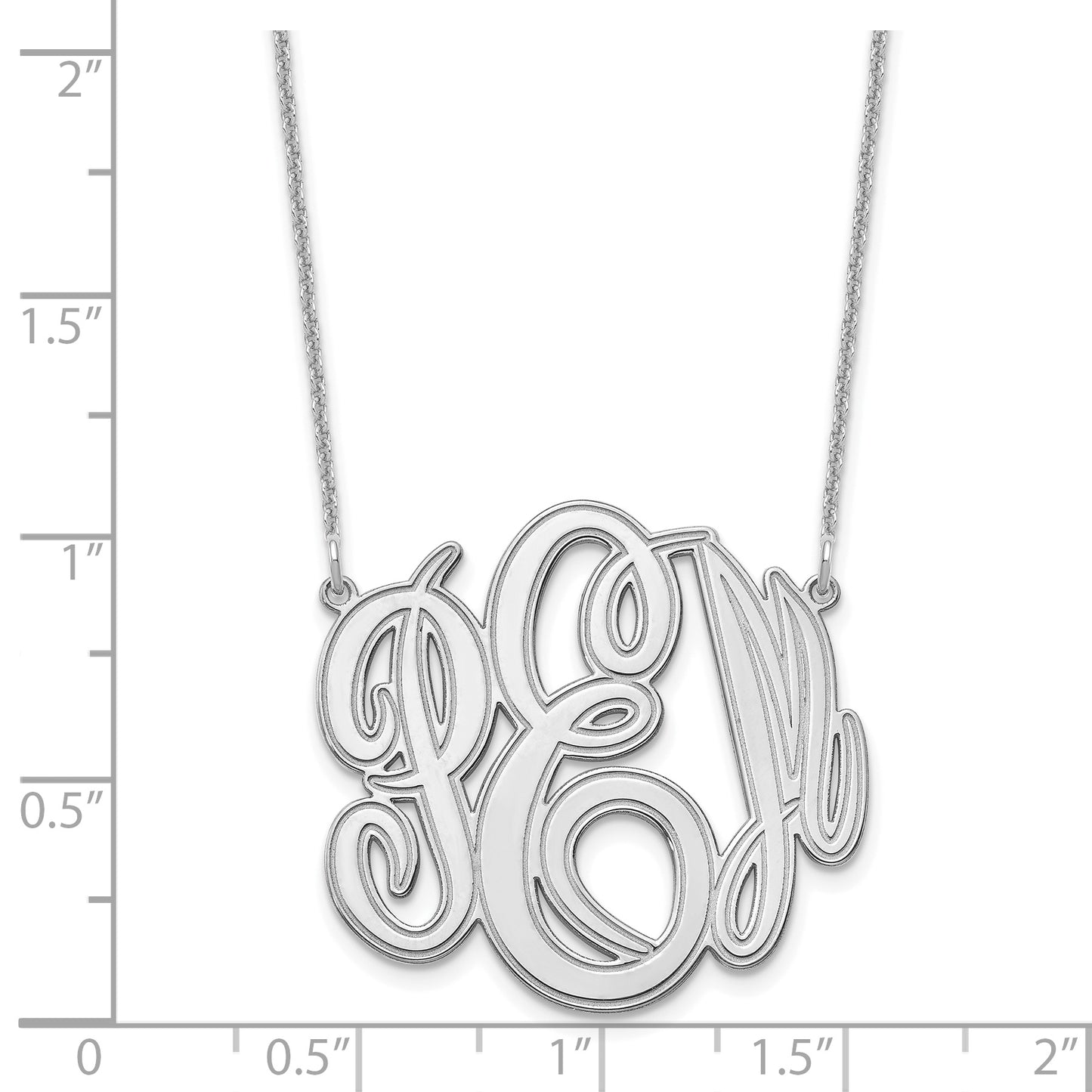 10K White Gold Etched Monogram Necklace