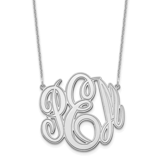 10K White Gold Etched Monogram Necklace