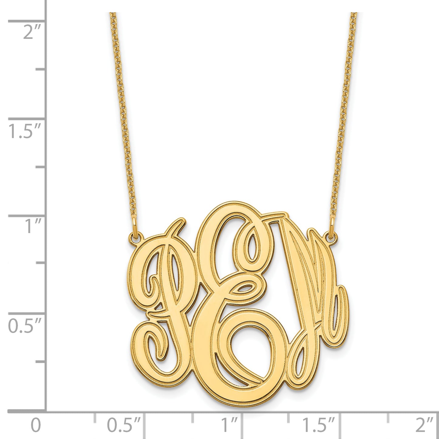 14K Yellow Gold Etched Monogram Necklace