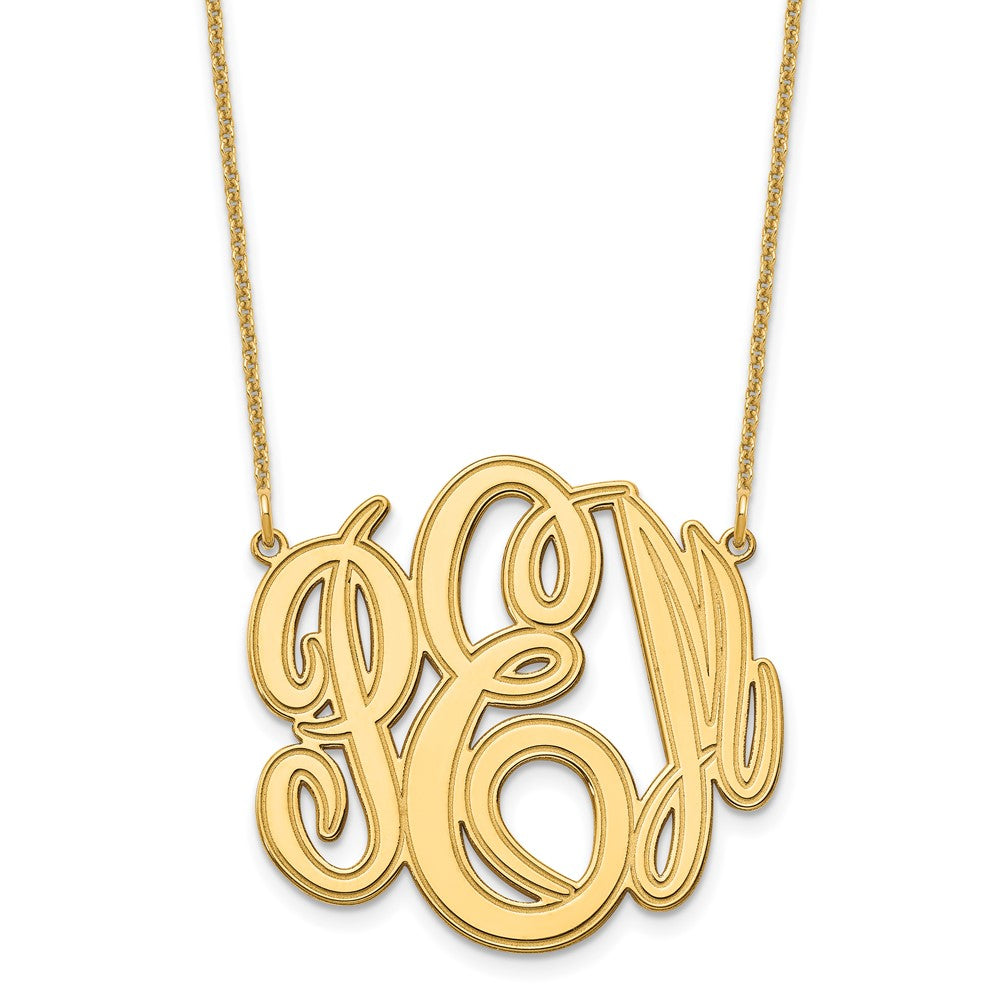 14K Yellow Gold Etched Monogram Necklace