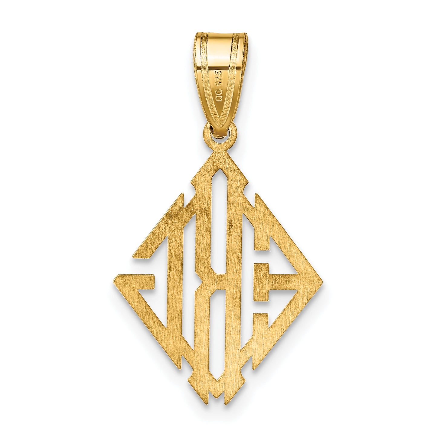 Sterling Silver Gold plated Diamond Shaped Monogram Pendant