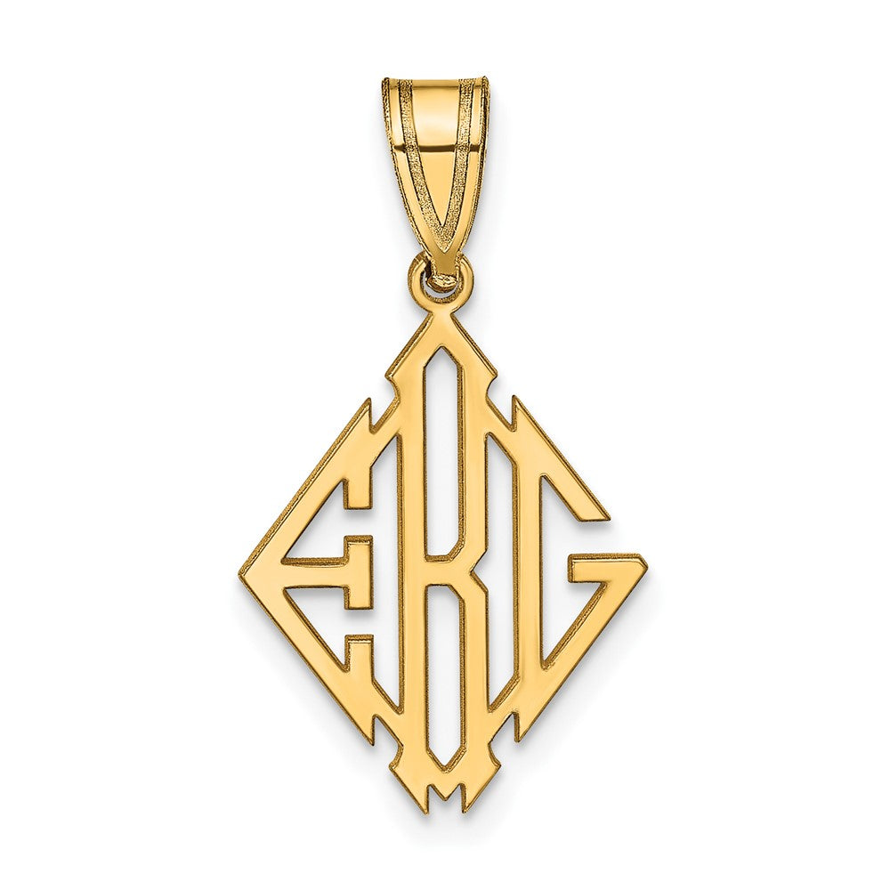 14K Yellow Gold Diamond Shaped Monogram Pendant