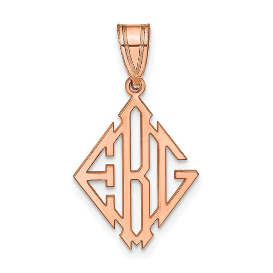 14K Rose Gold Diamond Shaped Monogram Pendant