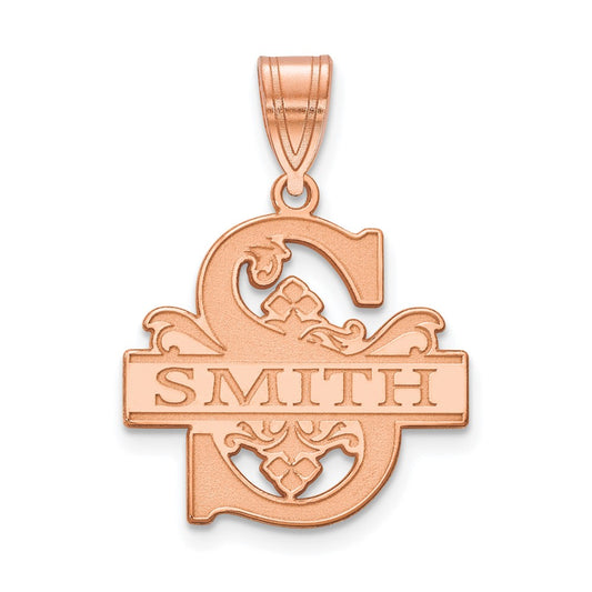 Sterling Silver Rose Gold plated Filigree Letter and Family Name Pendant