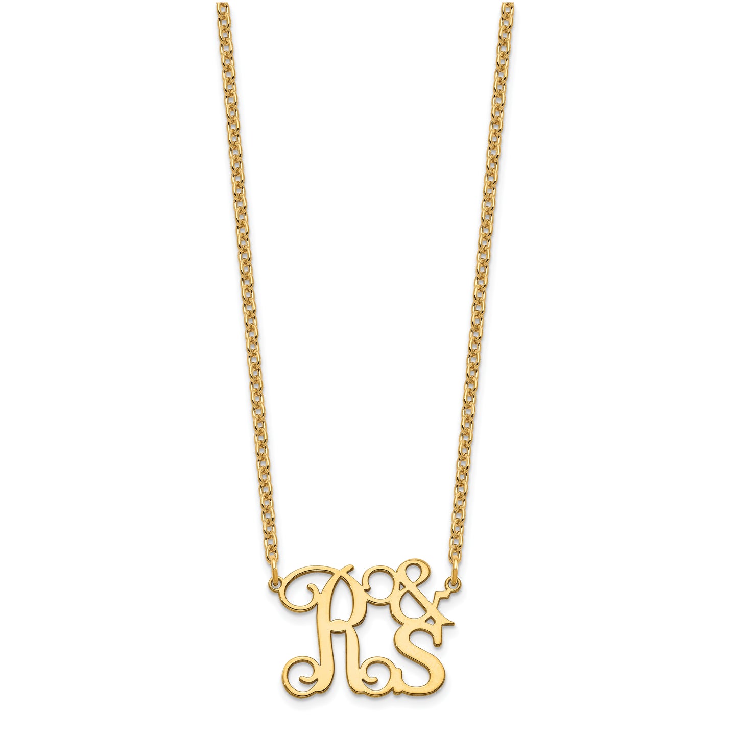 Sterling Silver Gold Plated Stacked Initials Necklace