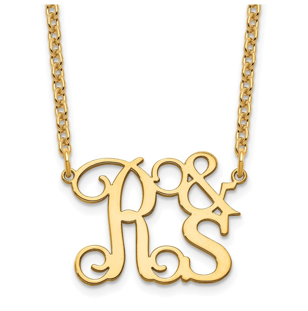 Sterling Silver Gold Plated Stacked Initials Necklace