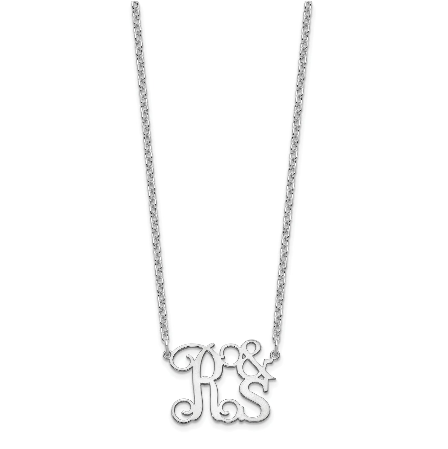 Sterling Silver Rhodium plated Stacked Initials Necklace