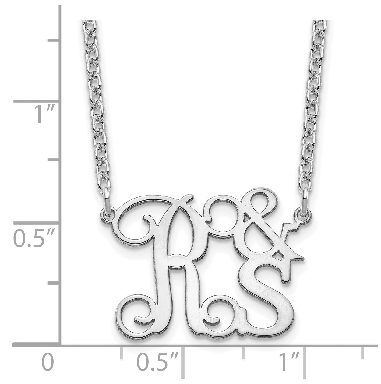 Sterling Silver Rhodium plated Stacked Initials Necklace