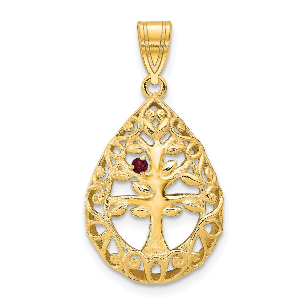 Sterling Silver Gold plated 1 Birthstone Tree of Life Tear Drop Pendant