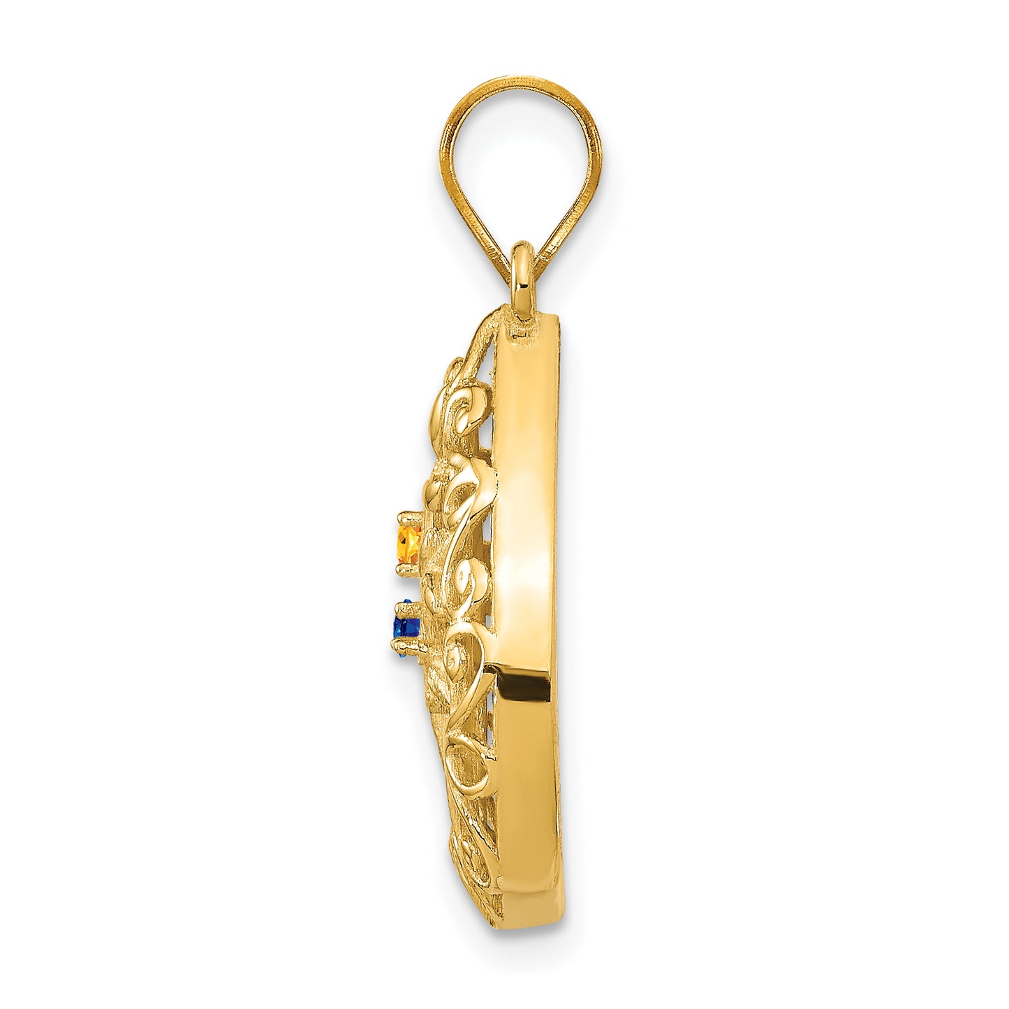 14K Yellow Gold 2 Birthstone Tree of Life Tear Drop Pendant