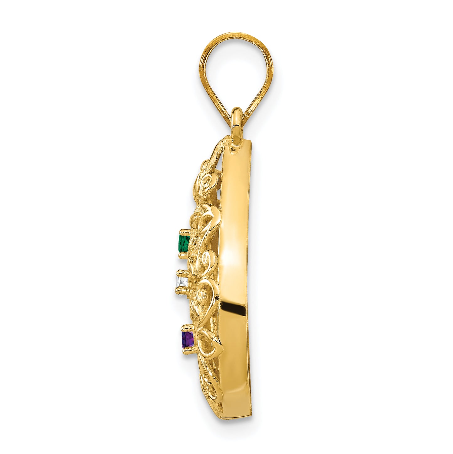 Sterling Silver Gold plated 3 Birthstone Tree of Life Tear Drop Pendant