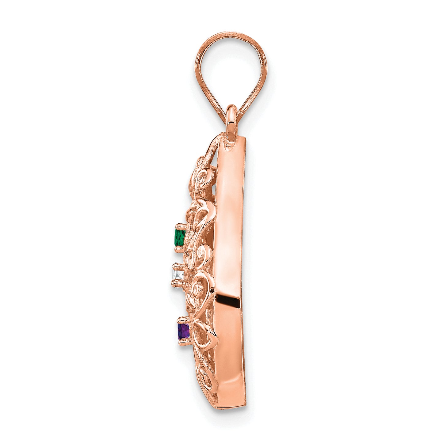 Sterling Silver Rose Gold plated 3 Birthstone Tree of Life Tear Drop Pendant