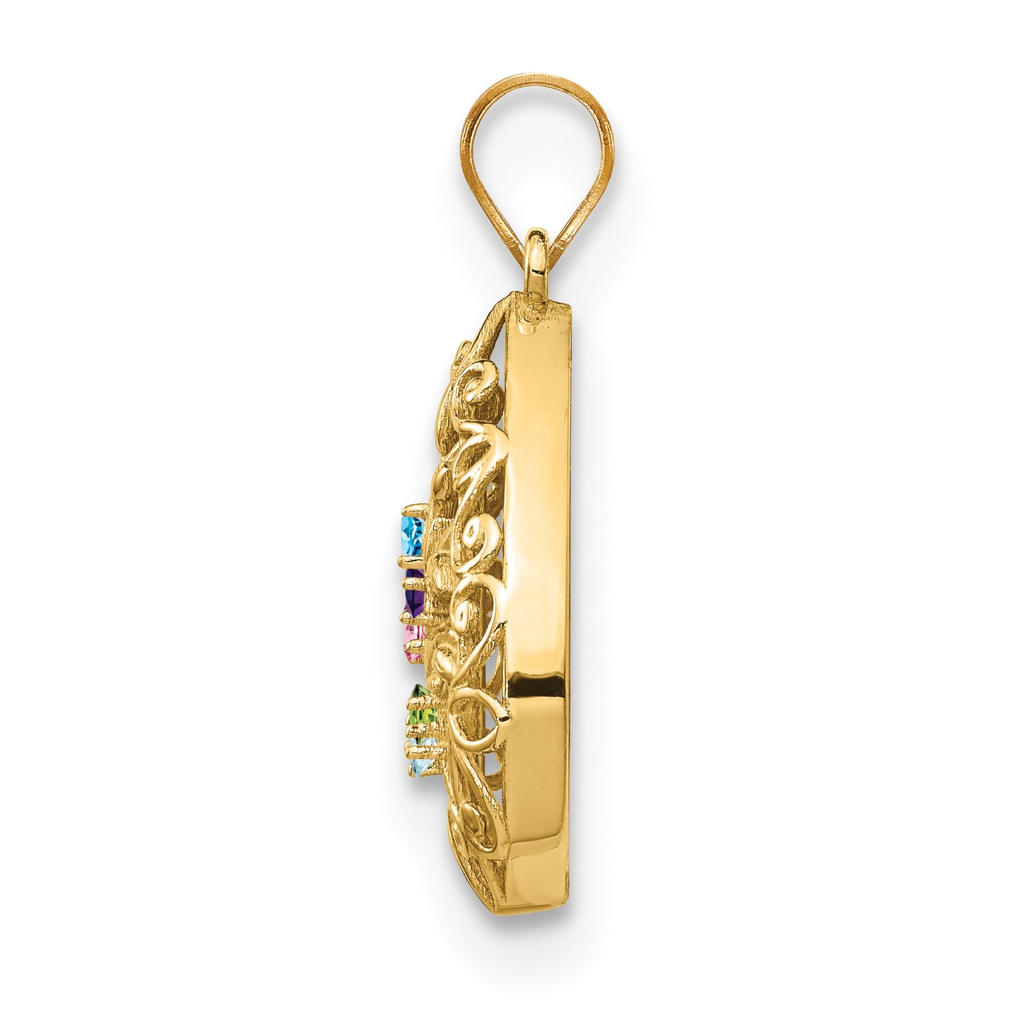 14K Yellow Gold 5 Birthstone Tree of Life Tear Drop Pendant