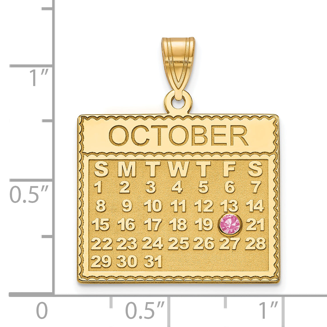 14K Yellow Gold Calendar w/14k Bezel Birthstone Pendant