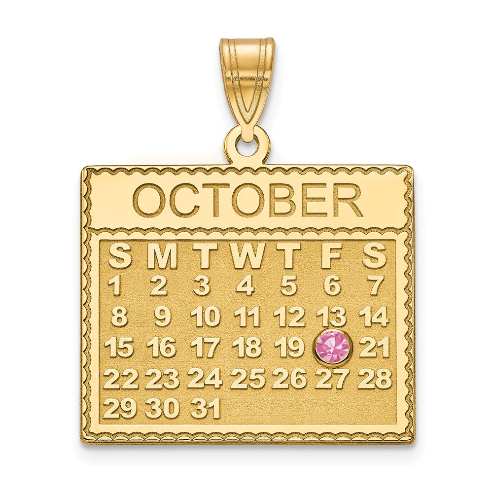 Sterling Silver Gold plated Calendar with Birthstone Pendant