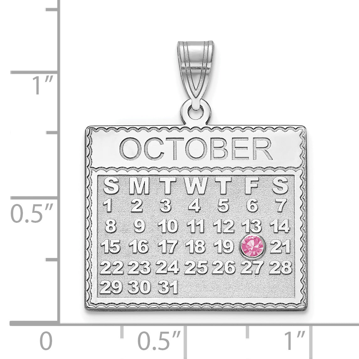 14K White Gold Calendar with 14k Bezel Birthstone Pendant