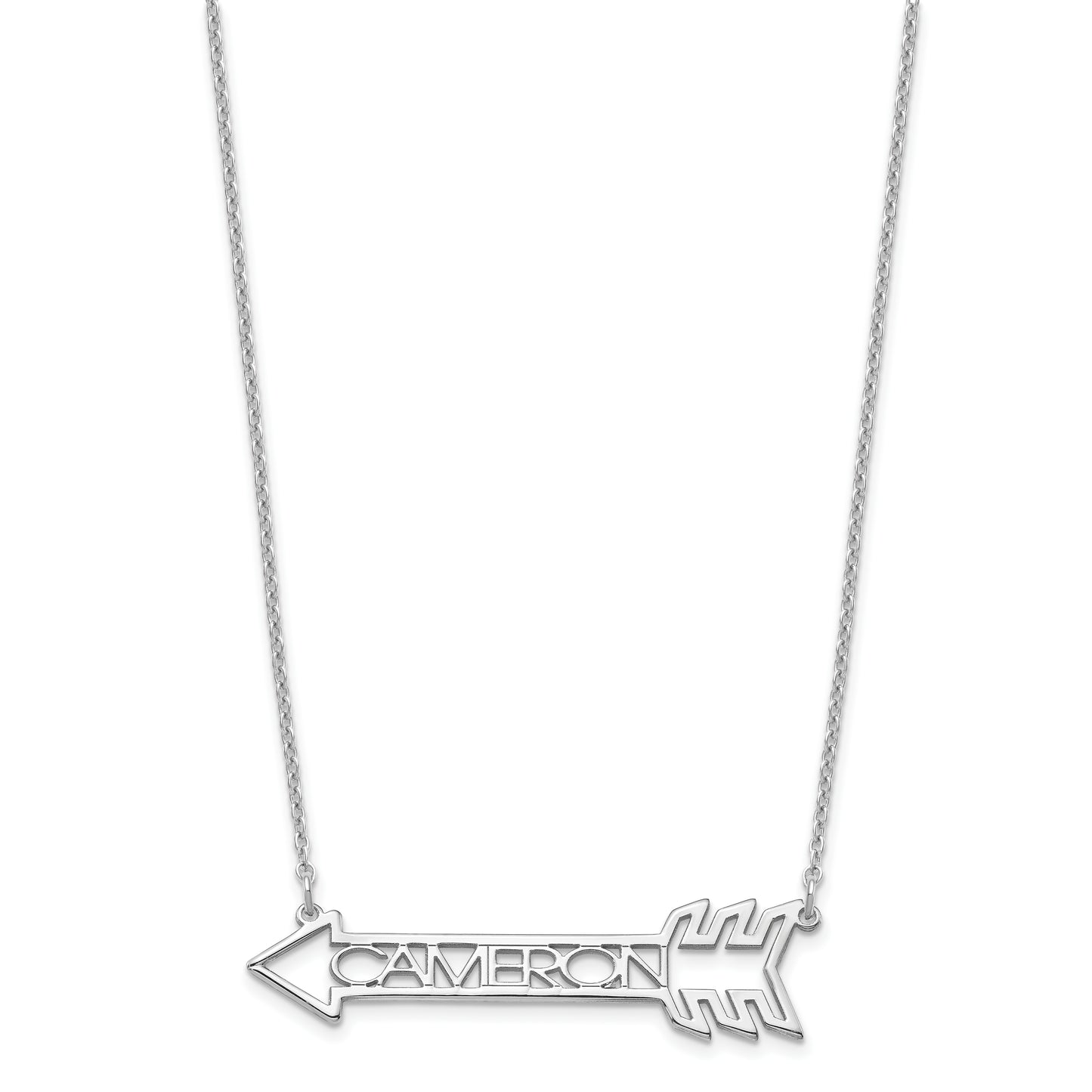 Sterling Silver Rhodium plated Personalized Arrow Necklace