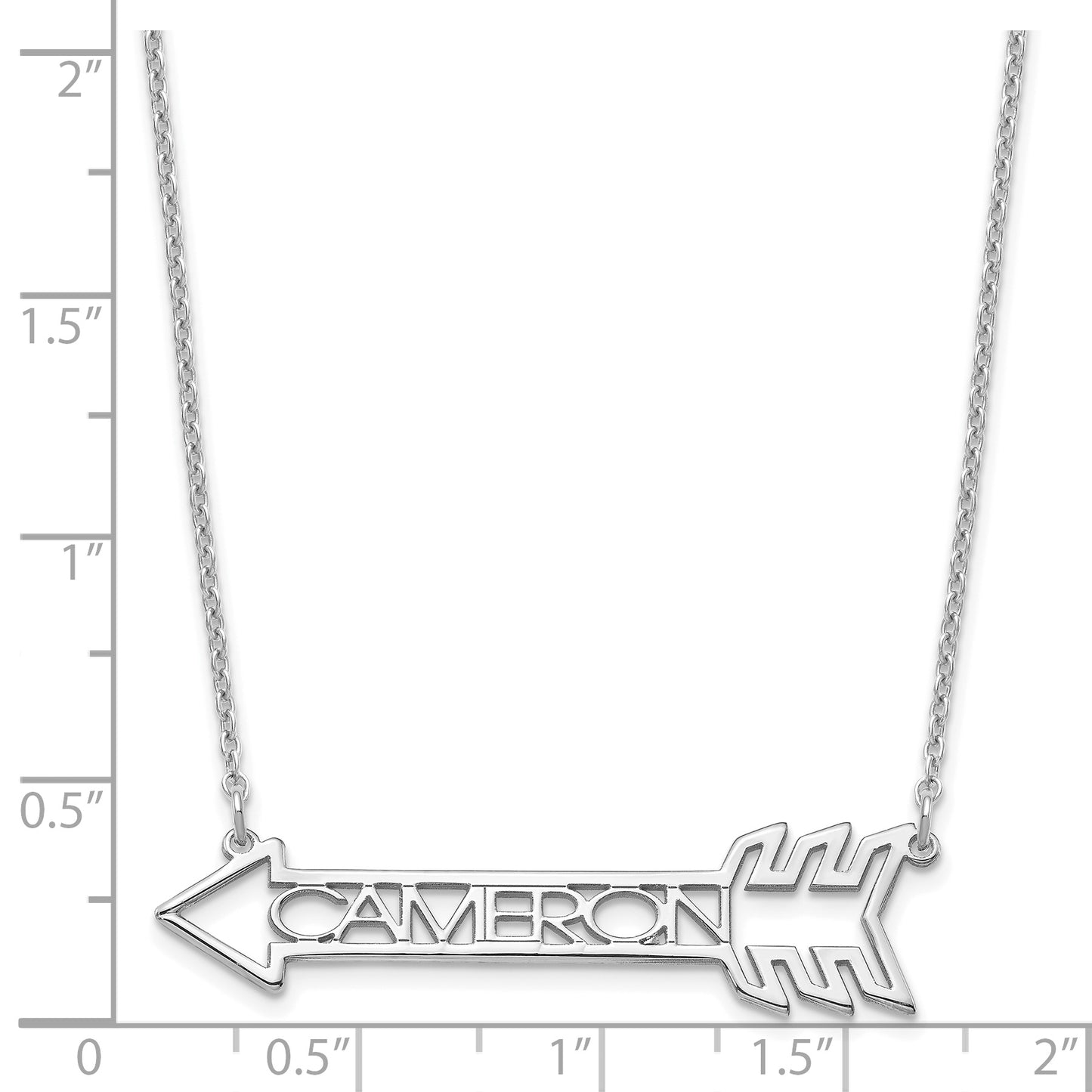 Sterling Silver Rhodium plated Personalized Arrow Necklace