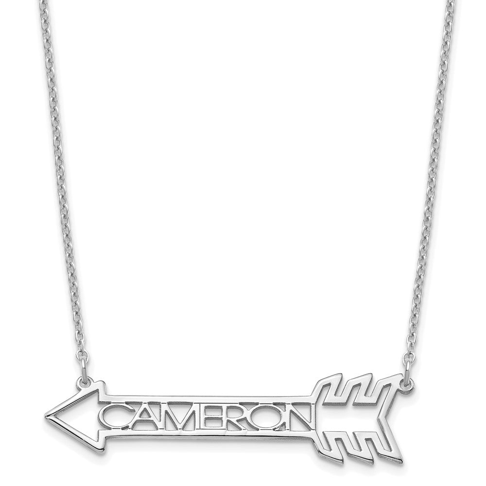 Sterling Silver Rhodium plated Personalized Arrow Necklace