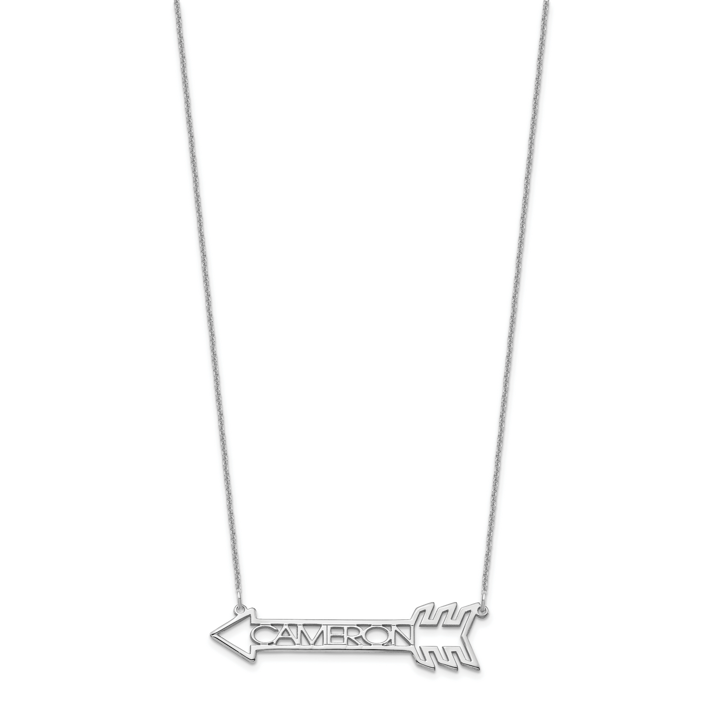 14K White Gold Personalized Arrow Necklace
