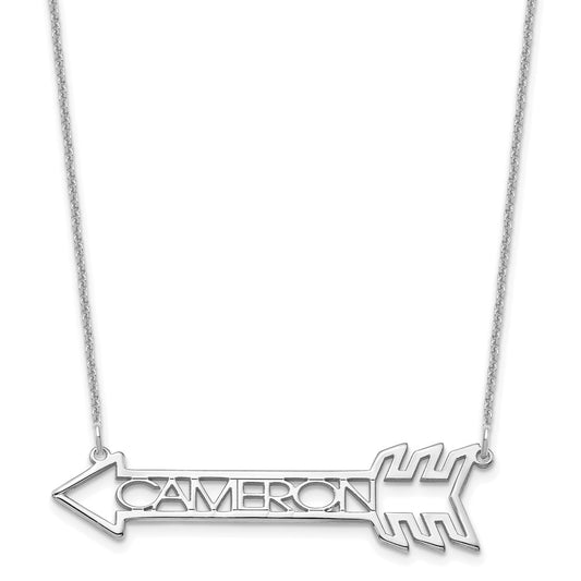 10K White Gold Personalized Arrow Necklace