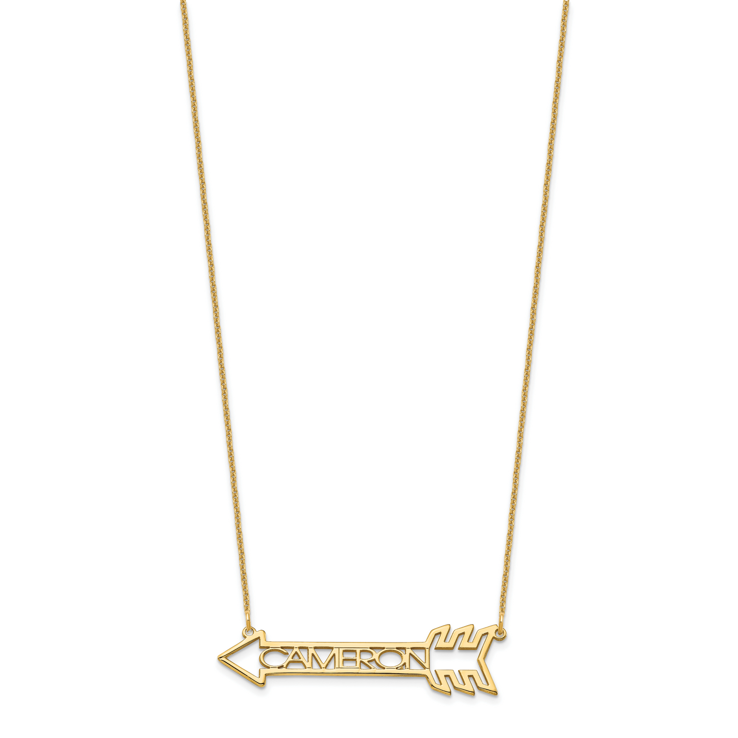14K Yellow Gold Personalized Arrow Necklace