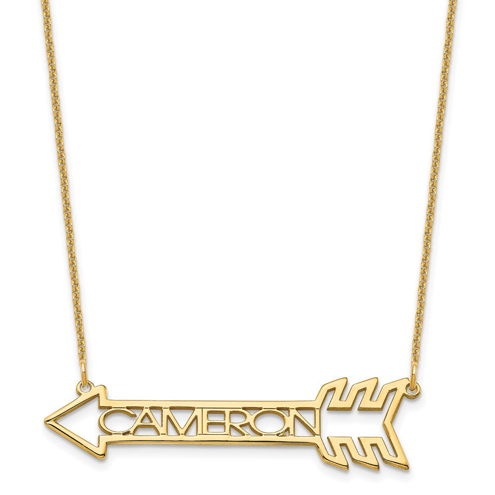 14K Yellow Gold Personalized Arrow Necklace