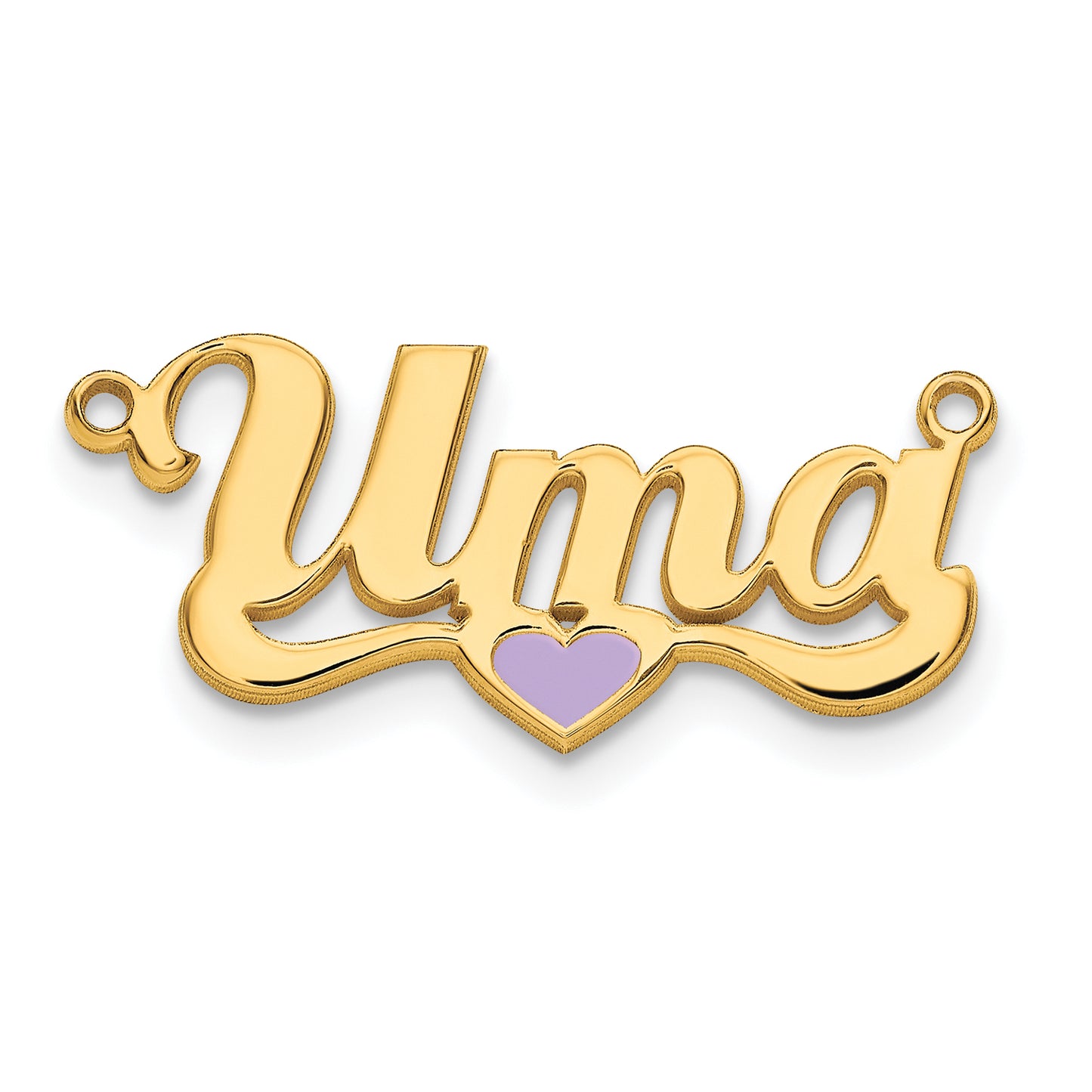 14K Yellow Gold Enameled Heart Name Plate