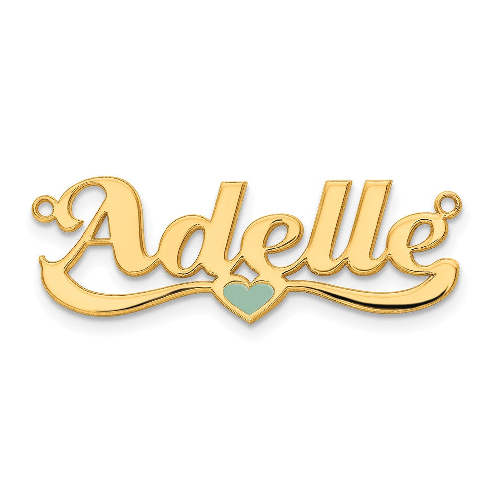 14K Yellow Gold Enameled Heart Name Plate