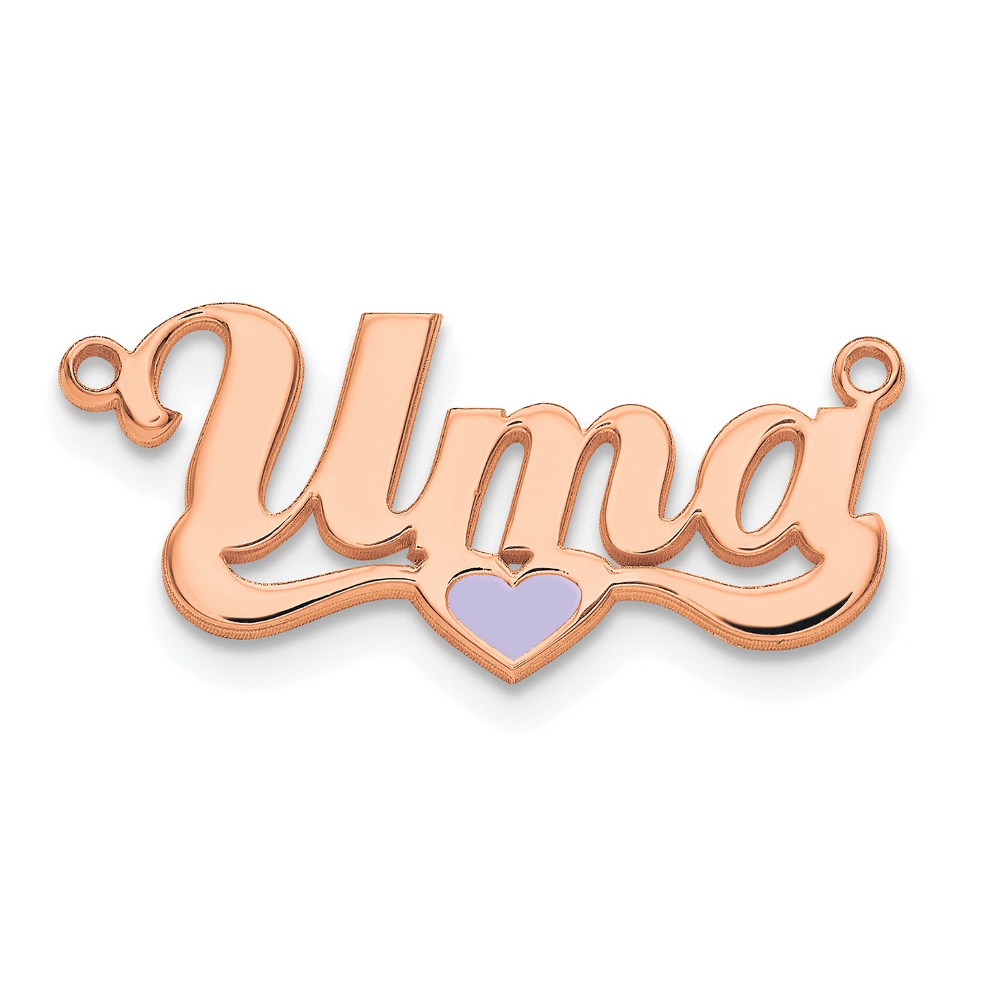 Sterling Silver Rose Gold plated Enameled Heart Name Plate