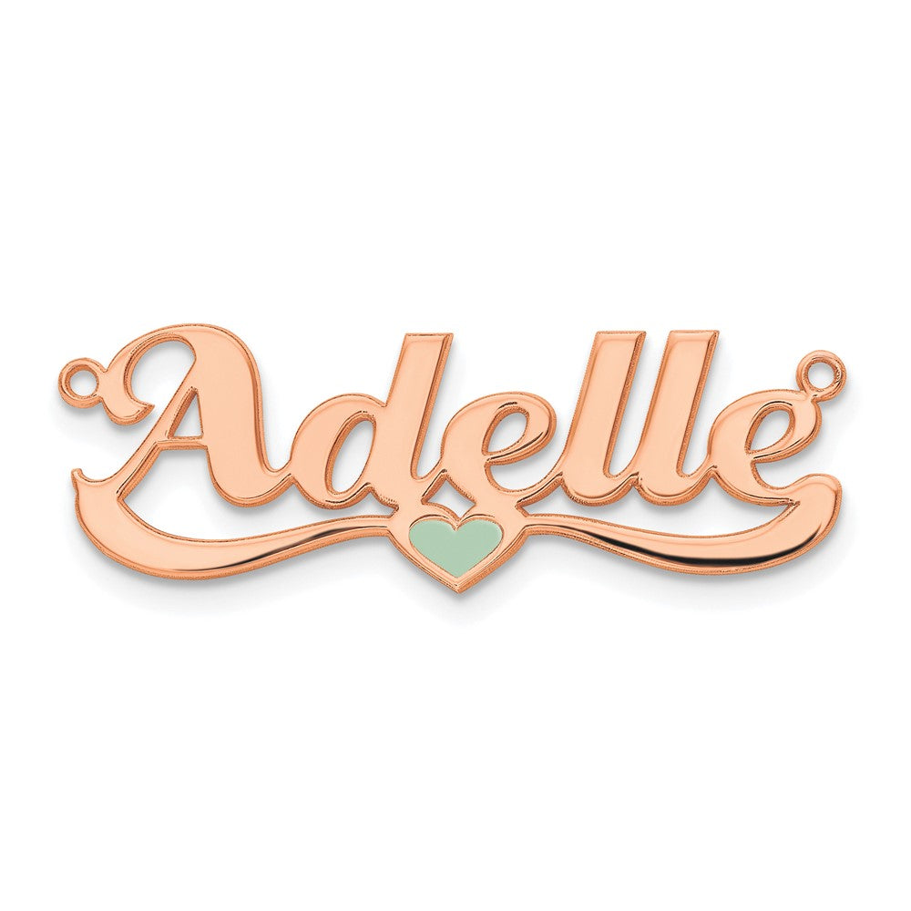 Sterling Silver Rose Gold plated Enameled Heart Name Plate