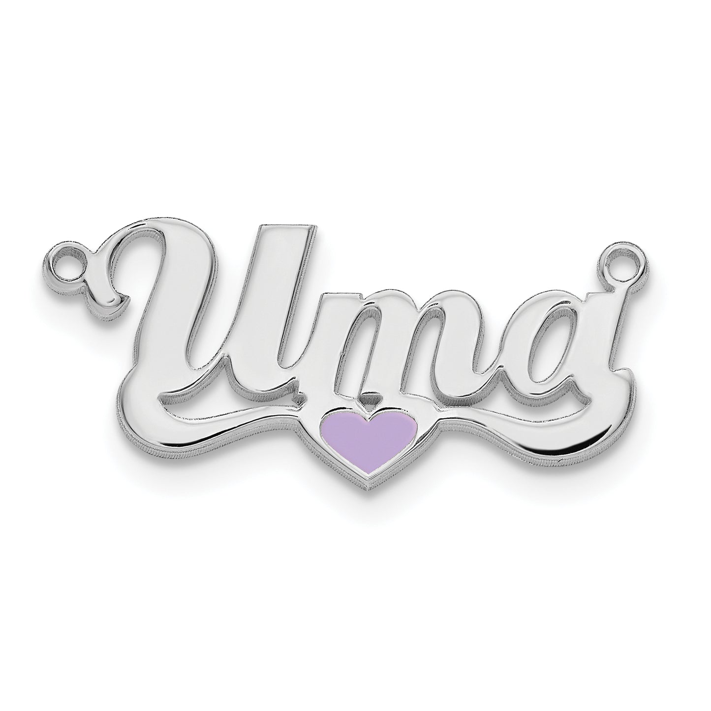 14K White Gold Enameled Heart Name Plate