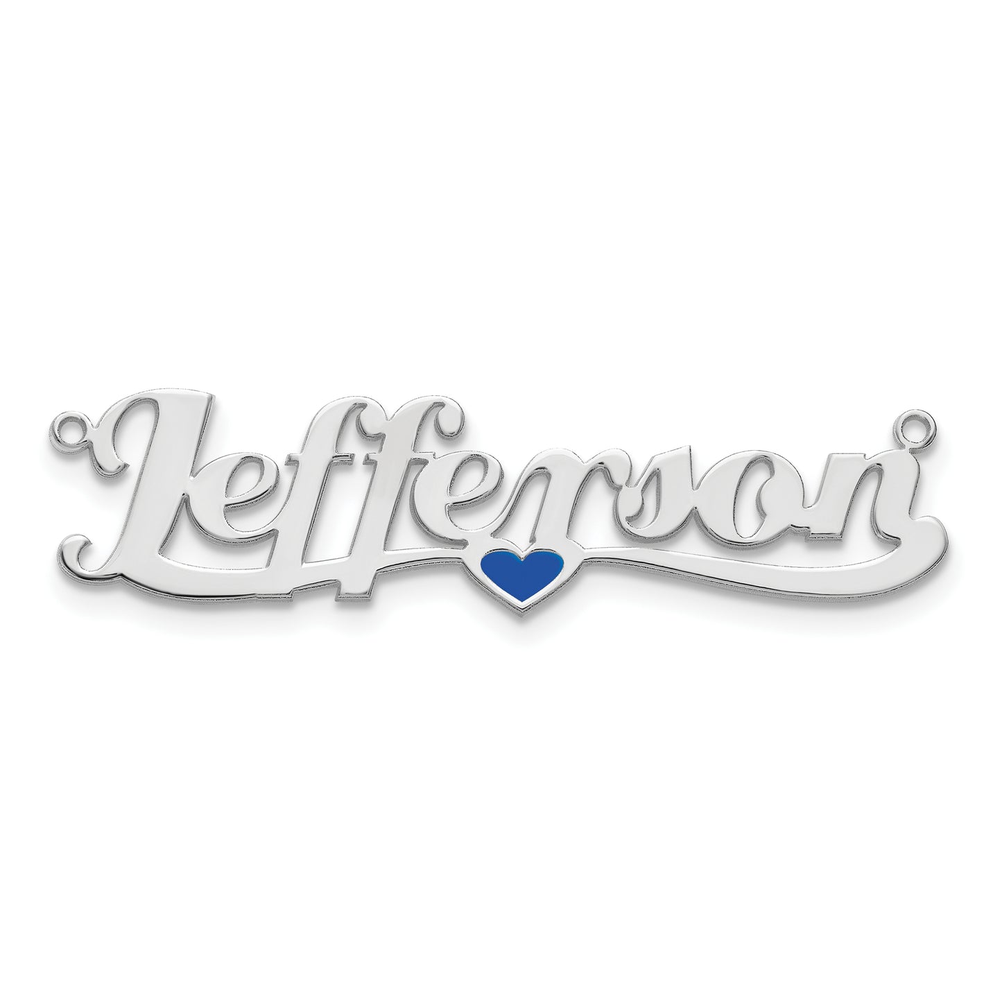 14K White Gold Enameled Heart Name Plate