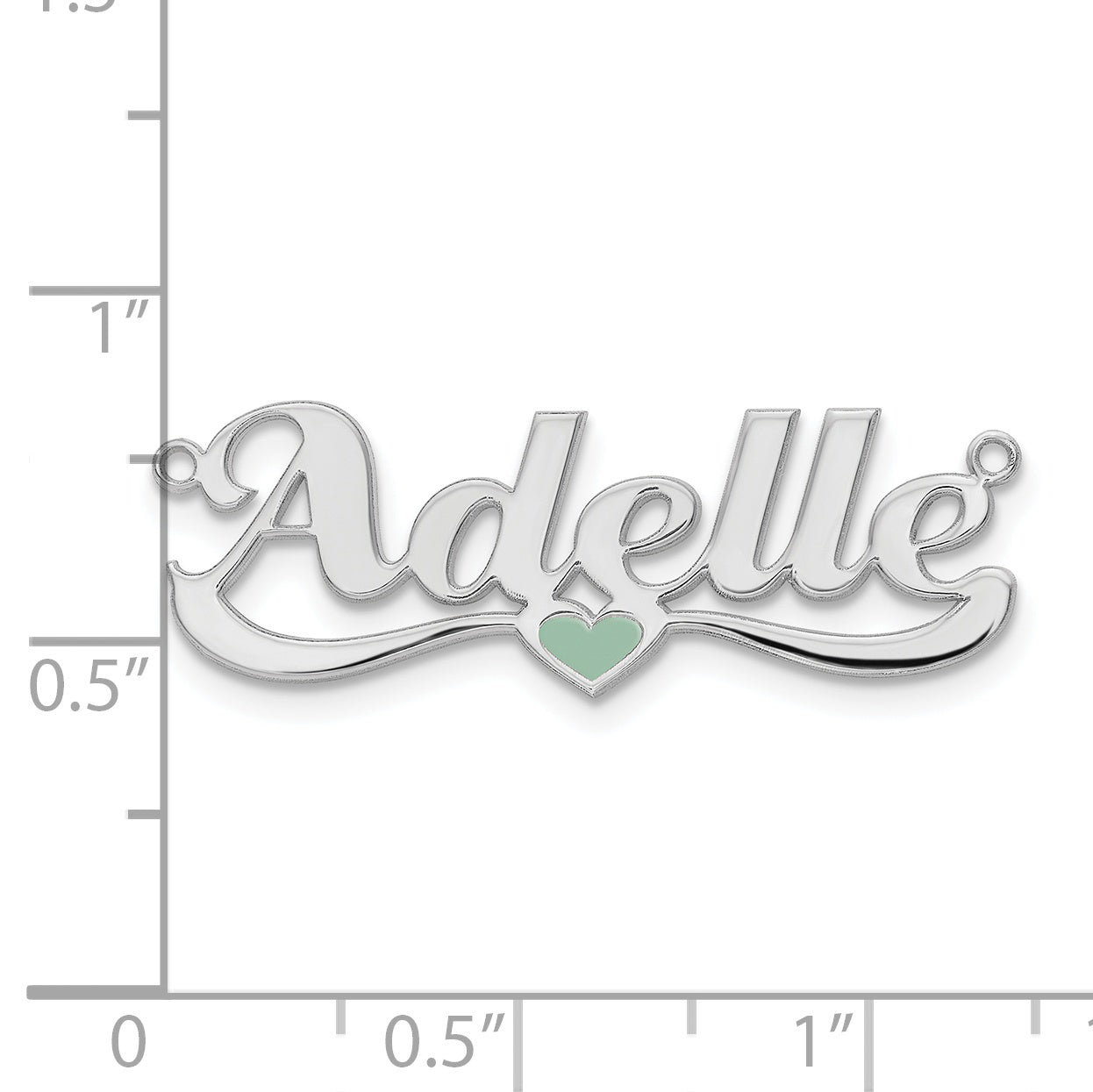 14K White Gold Enameled Heart Name Plate