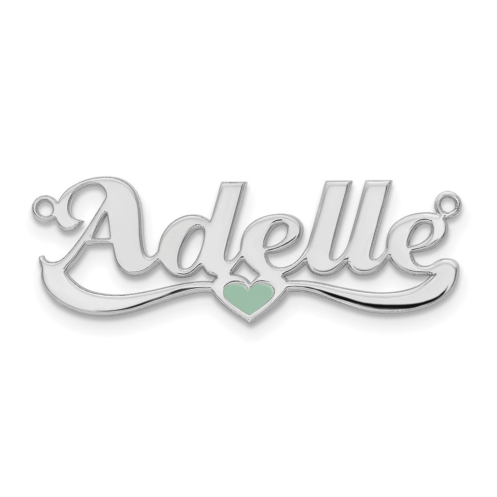 14K White Gold Enameled Heart Name Plate