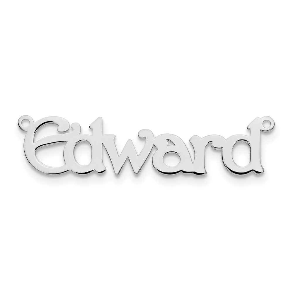 Sterling Silver Rhodium plated Polished Bouquet Font Name Plate
