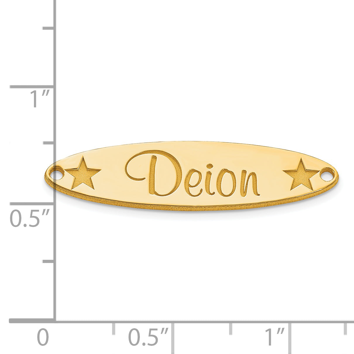 Sterling Silver Gold plated Large Oval with Stars Name Plate