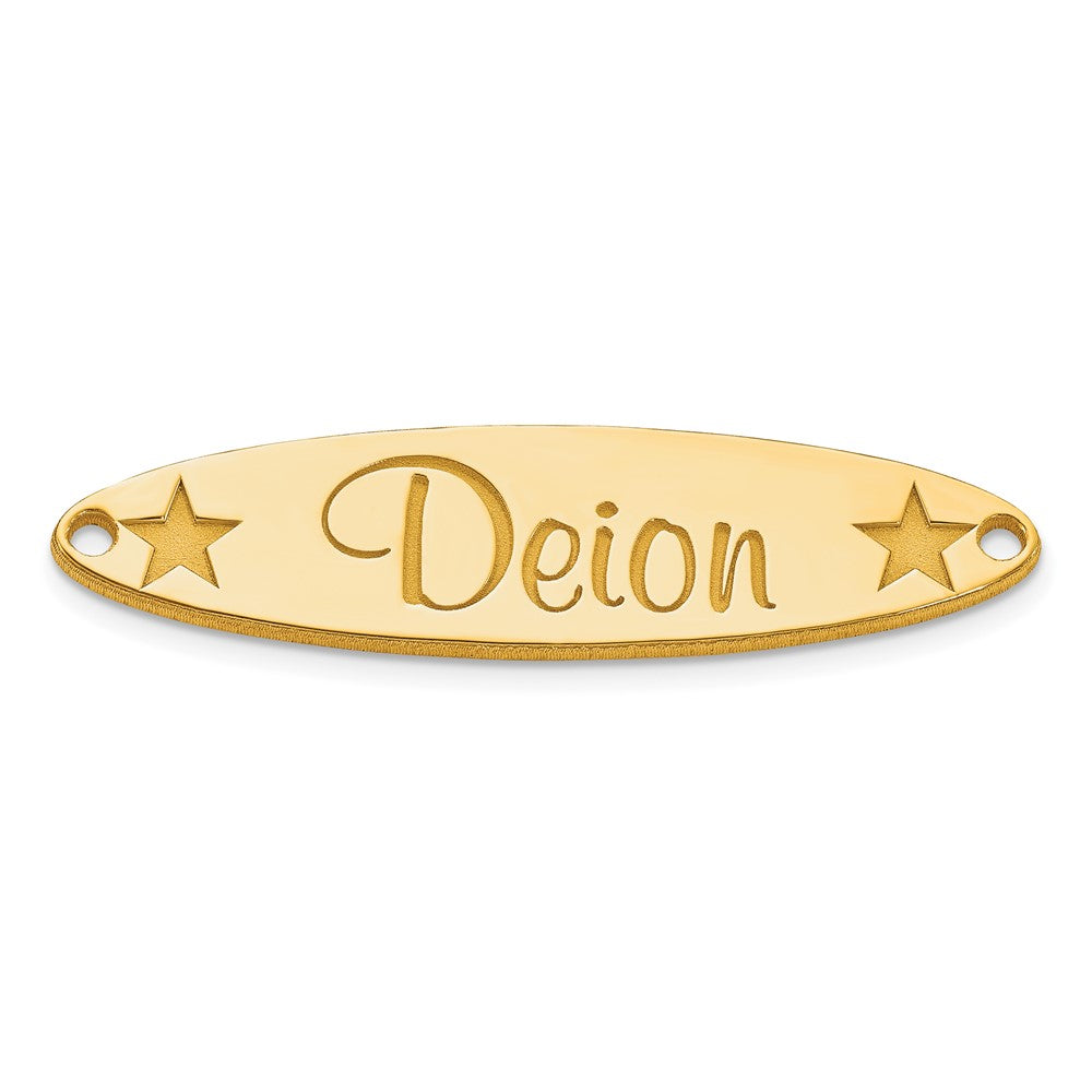 Sterling Silver Gold plated Large Oval with Stars Name Plate