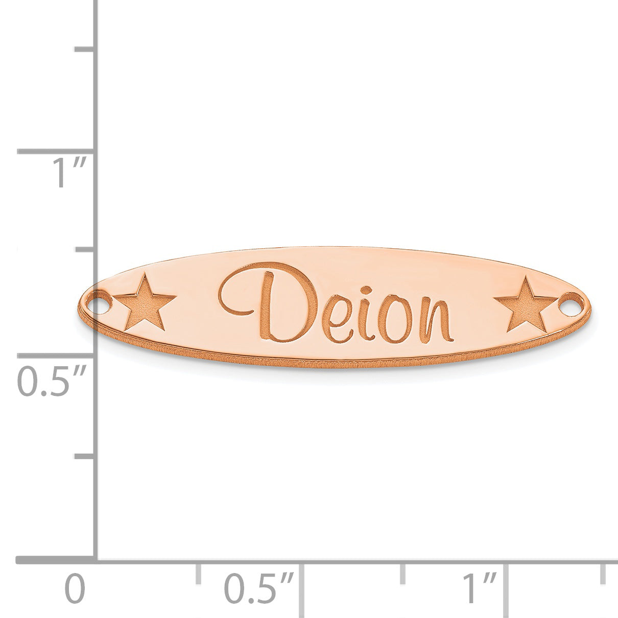 Sterling Silver Rose Gold plated Large Oval with Stars Name Plate