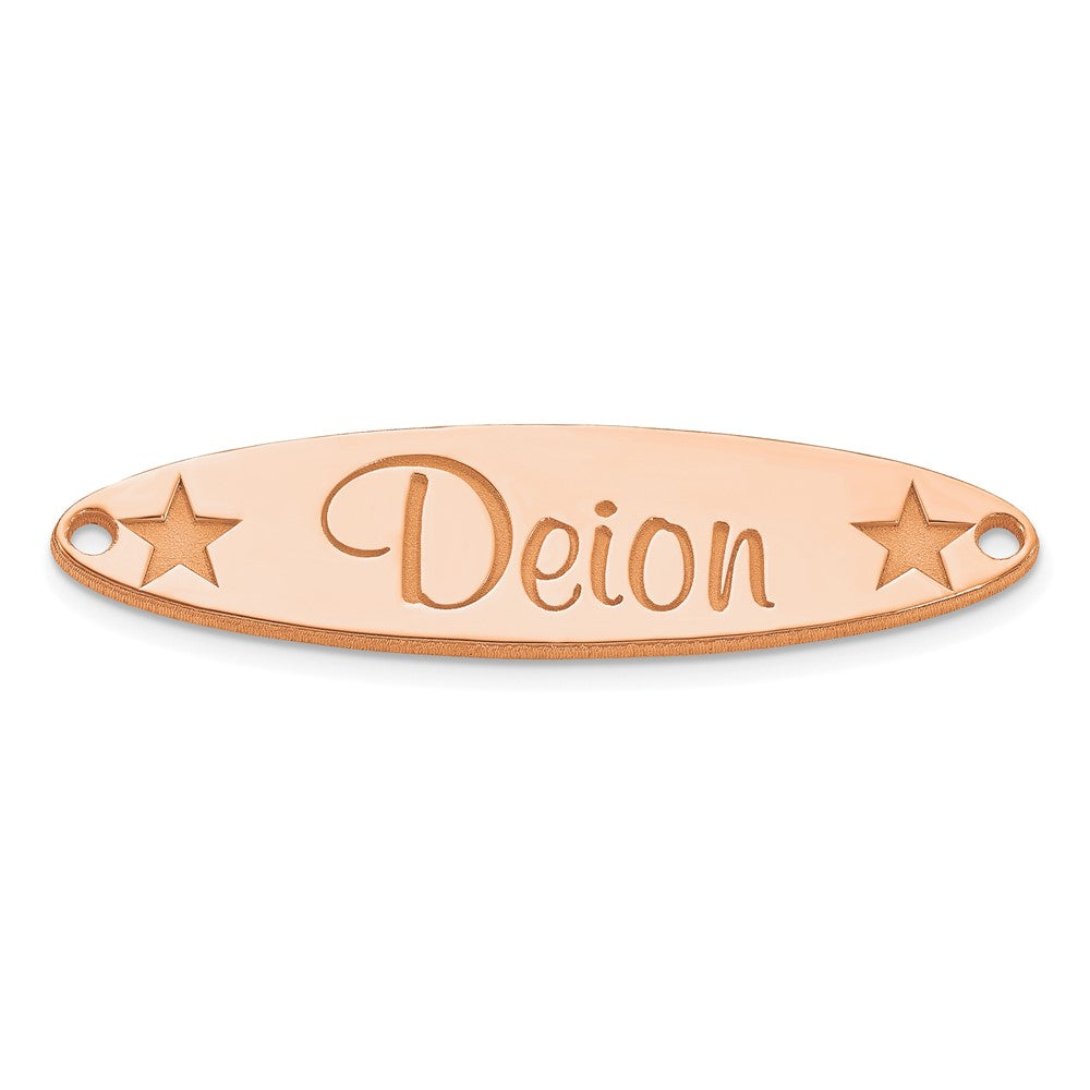 Sterling Silver Rose Gold plated Large Oval with Stars Name Plate
