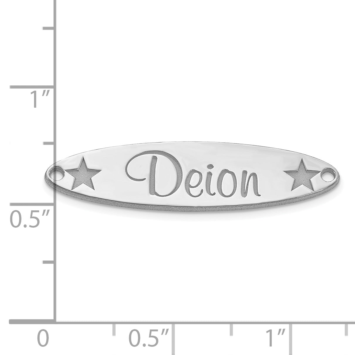 Sterling Silver Rhodium plated Large Oval with Stars Name Plate