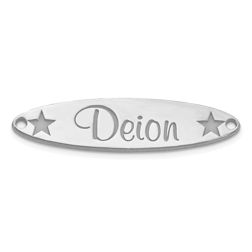 Sterling Silver Rhodium plated Large Oval with Stars Name Plate